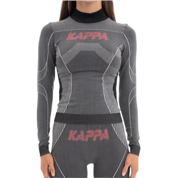 Kappa Jaworzno Fitted Long Sleeve Top Gray Base Layer Training Pullover NEW - Picture 1 of 16